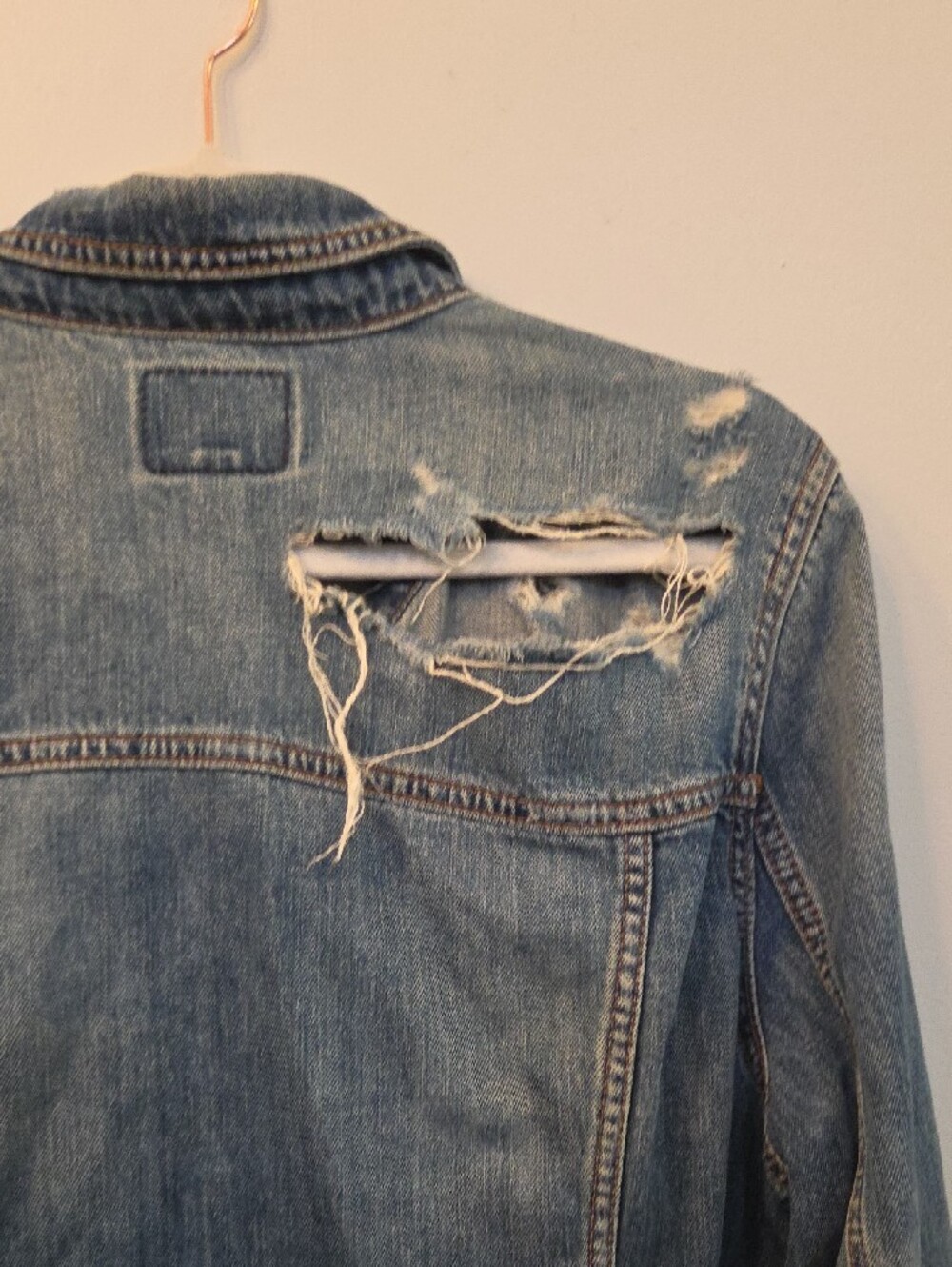 Distressed Light Blue Denim Jacket - Women - Picture 6 of 7
